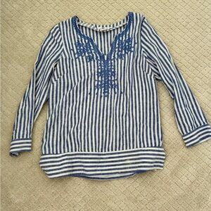 Vineyard Vines Blue and White Striped Linen Blouse